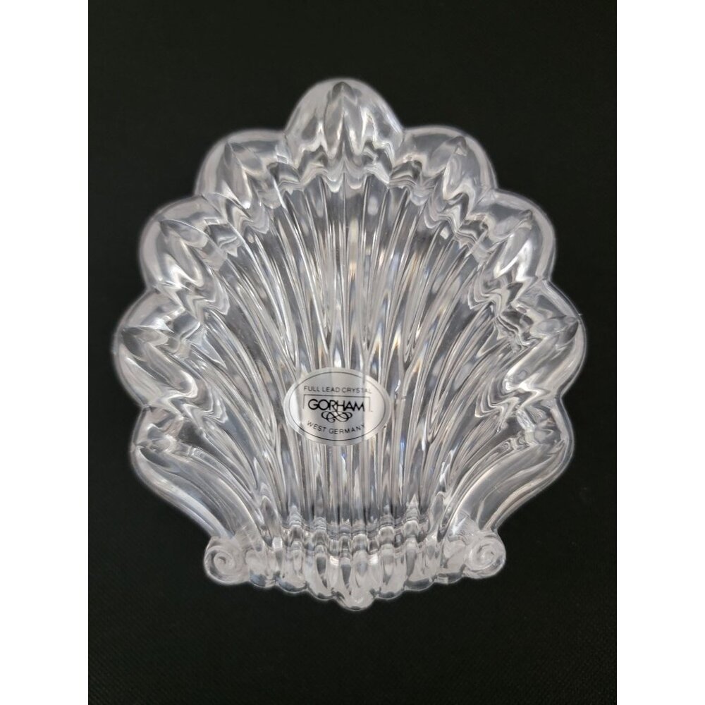 Gorham Chantilly Shell Trinket Box 4" Full Lead Crystal West Germany - Picture 2 of 9